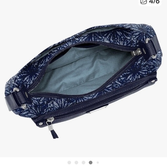 Baggallini “Out and About” Bag + Phone Wristlet,  RFID Indigo Floral NWT MSRP$68 - Picture 3 of 5